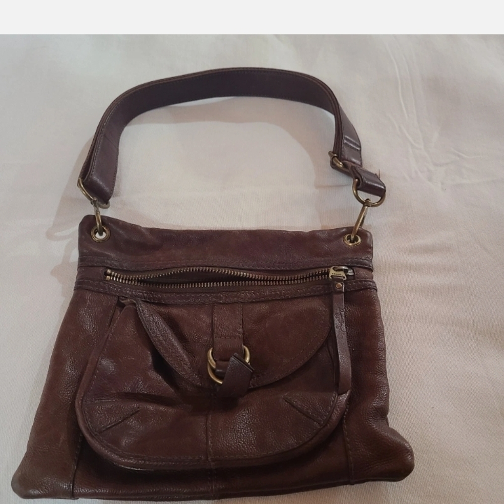 Fossil Dark Brown Leather Shoulder Bag